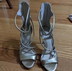 Vince Camuto gold, strappy heeled sandals